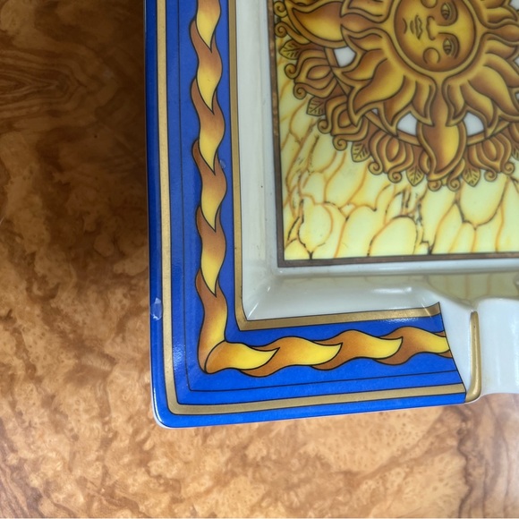Hermes Soleil Blue Porcelain Tray / Vintage Ashtray with Sun Design - Picture 11 of 12